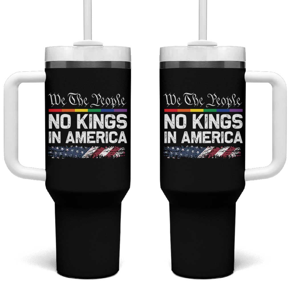 No Kings In America We The People Tumbler With Handle LGBTQ Pride American Flag Political - Wonder Print Shop
