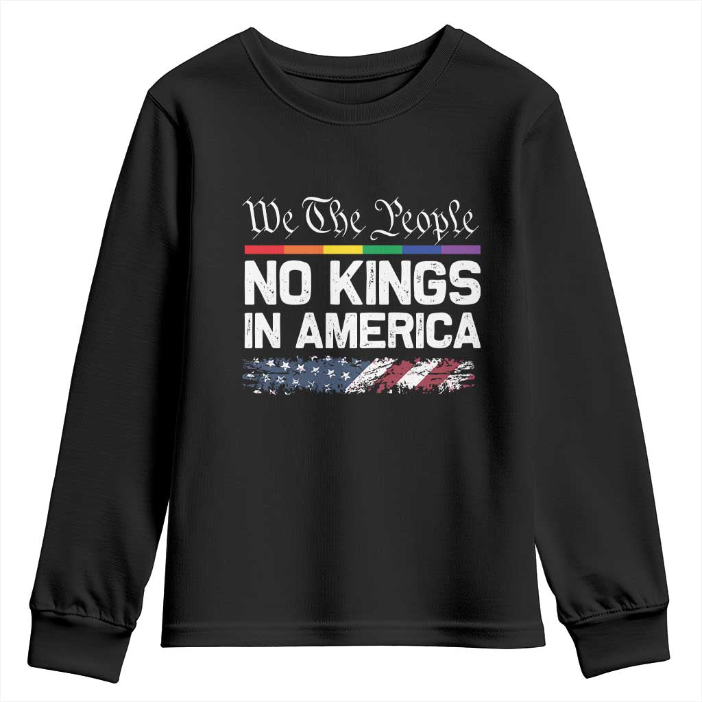 No Kings In America We The People Youth Sweatshirt LGBTQ Pride American Flag Political - Wonder Print Shop