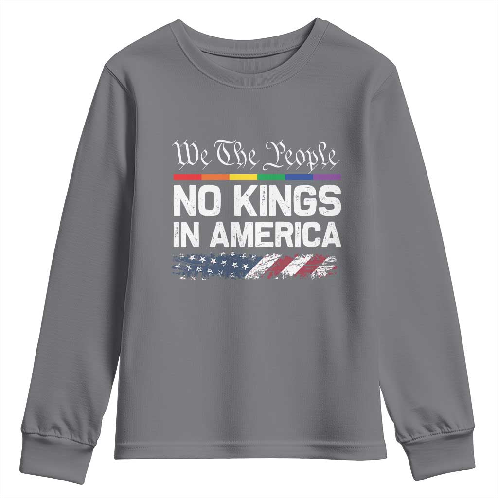 No Kings In America We The People Youth Sweatshirt LGBTQ Pride American Flag Political - Wonder Print Shop
