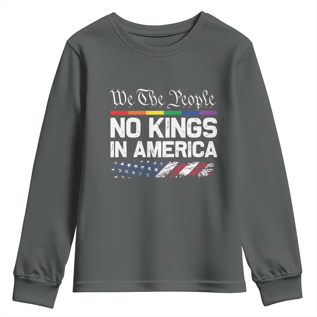 No Kings In America We The People Youth Sweatshirt LGBTQ Pride American Flag Political - Wonder Print Shop