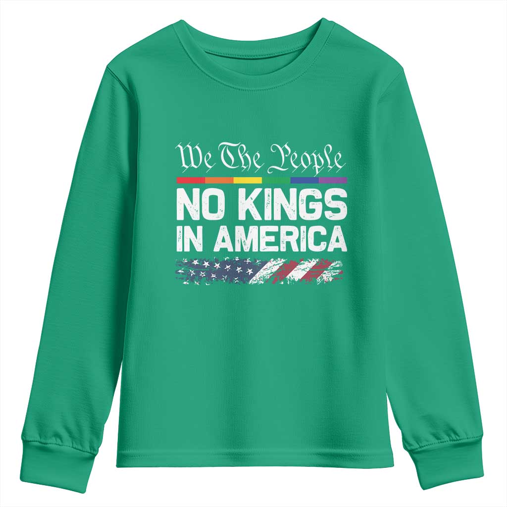 No Kings In America We The People Youth Sweatshirt LGBTQ Pride American Flag Political - Wonder Print Shop