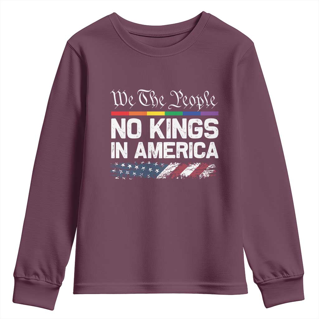 No Kings In America We The People Youth Sweatshirt LGBTQ Pride American Flag Political - Wonder Print Shop