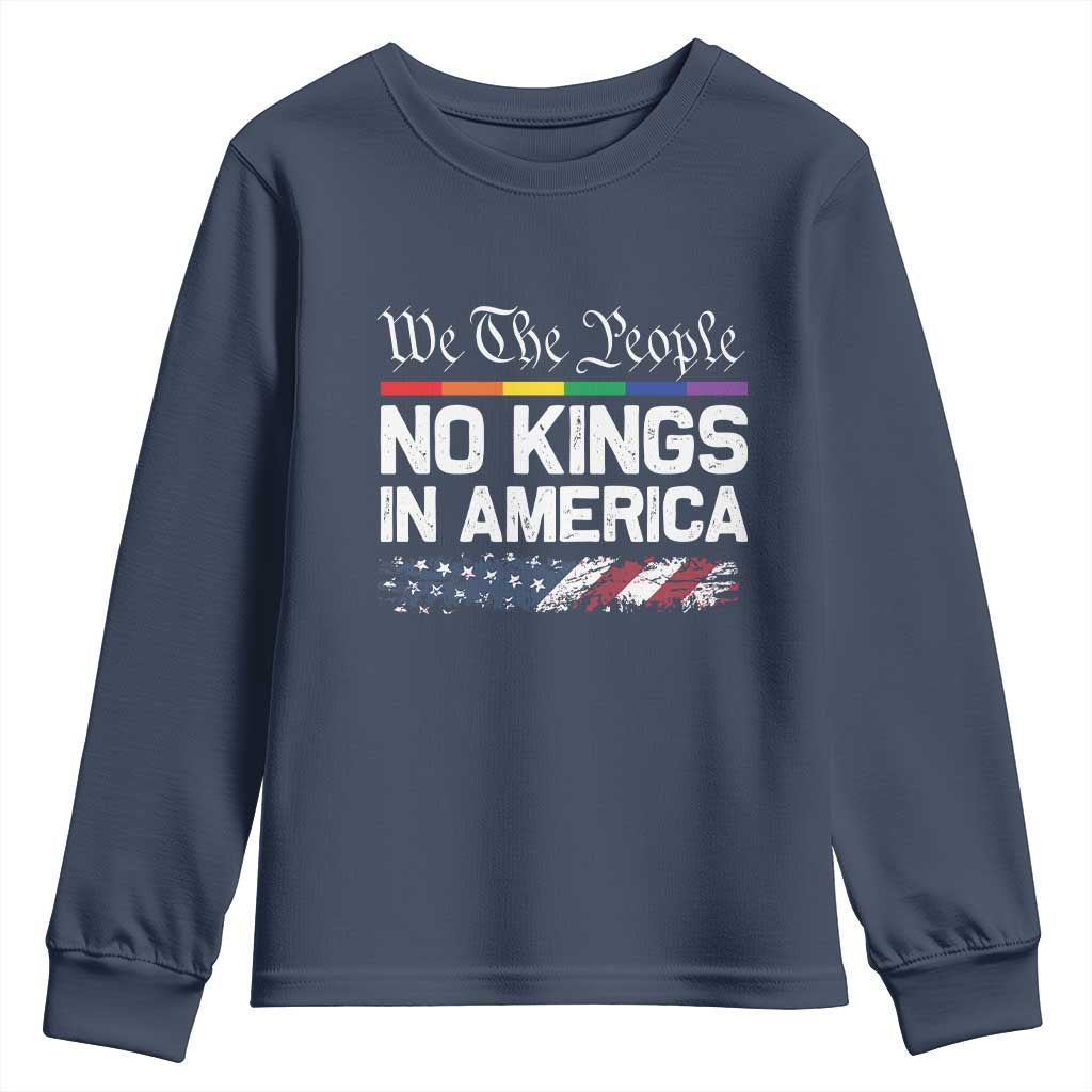 No Kings In America We The People Youth Sweatshirt LGBTQ Pride American Flag Political - Wonder Print Shop