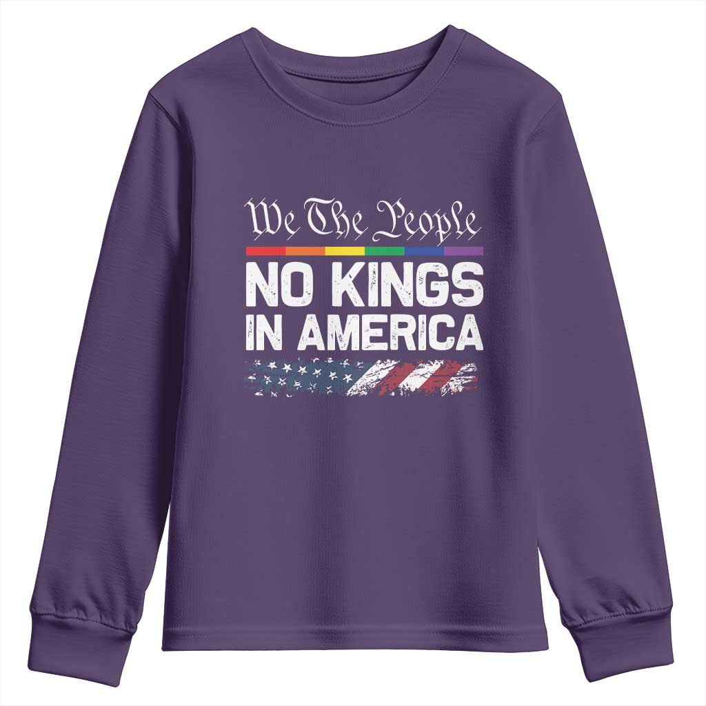 No Kings In America We The People Youth Sweatshirt LGBTQ Pride American Flag Political - Wonder Print Shop