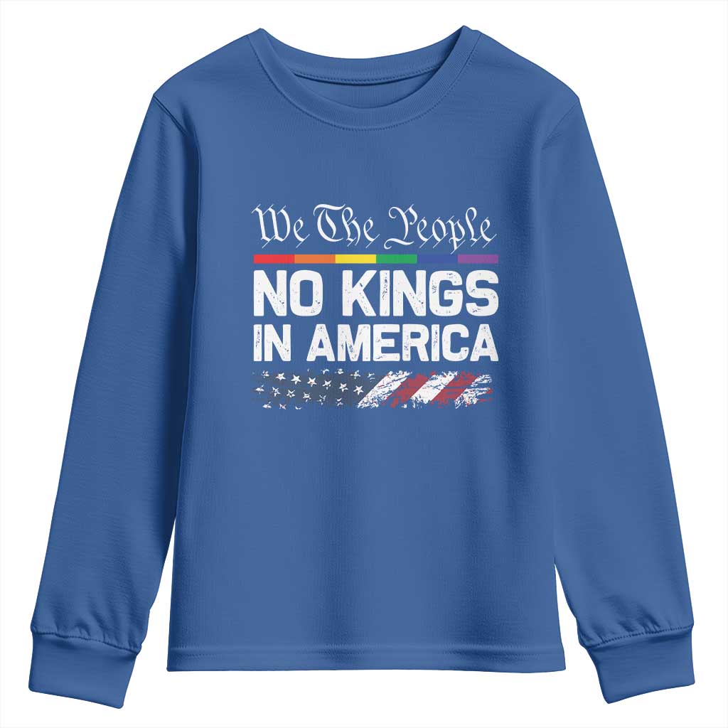 No Kings In America We The People Youth Sweatshirt LGBTQ Pride American Flag Political - Wonder Print Shop