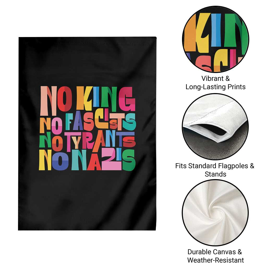 Funny No King No Fascists No Tyrants No Nazis Garden Flag Colorful Geometric - Wonder Print Shop