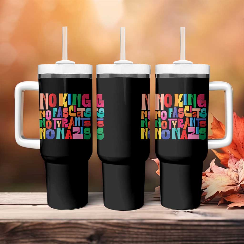 Funny No King No Fascists No Tyrants No Nazis Tumbler With Handle Colorful Geometric - Wonder Print Shop