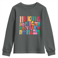 Funny No King No Fascists No Tyrants No Nazis Youth Sweatshirt Colorful Geometric - Wonder Print Shop