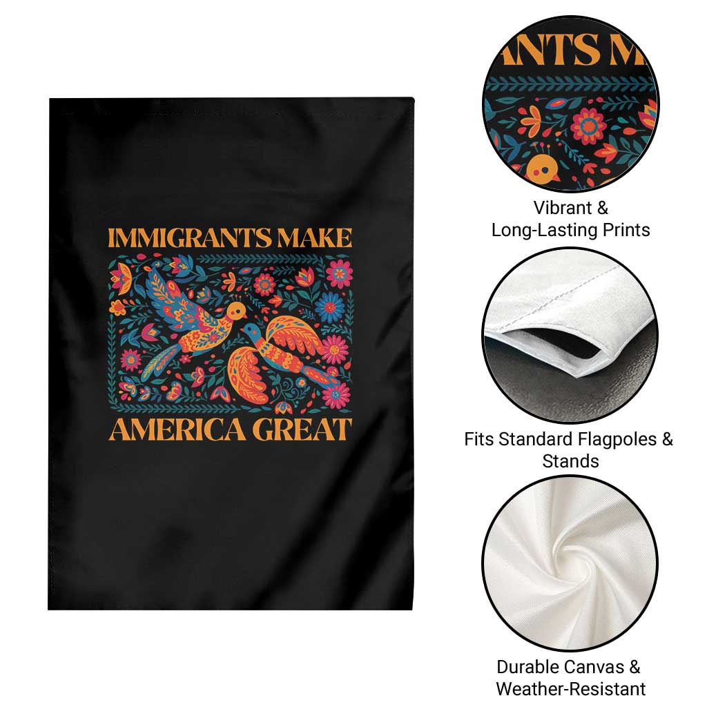 Funny Immigrants Make America Great Garden Flag Floral Flower Birds Human Rights - Wonder Print Shop