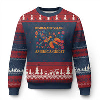 Funny Immigrants Make America Great Ugly Christmas Sweater Floral Flower Birds Human Rights - Wonder Print Shop
