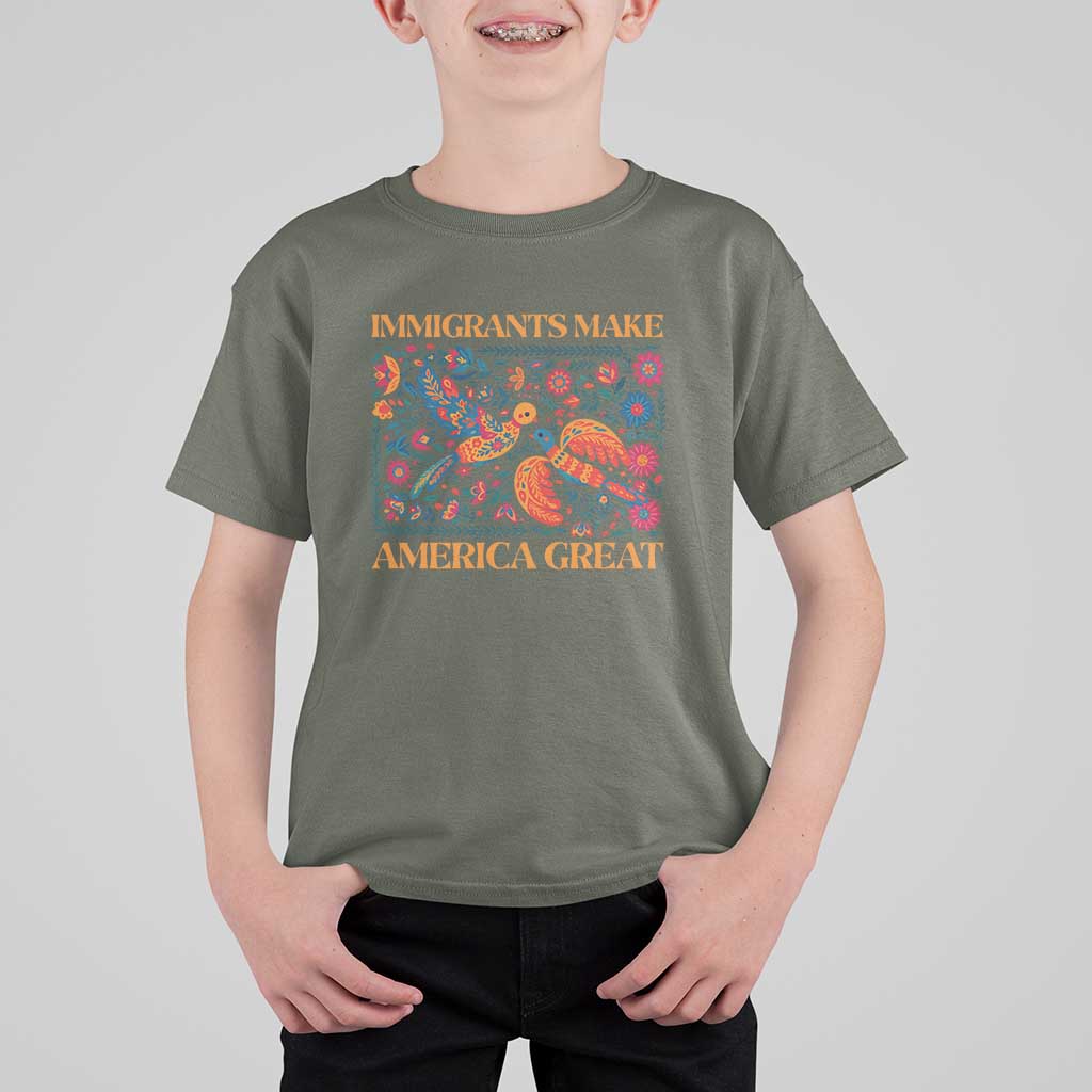 Funny Immigrants Make America Great T Shirt For Kid Floral Flower Birds Human Rights - Wonder Print Shop