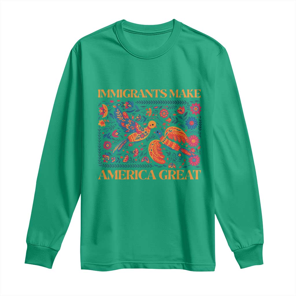 Funny Immigrants Make America Great Long Sleeve Shirt Floral Flower Birds Human Rights - Wonder Print Shop