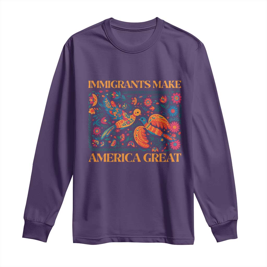 Funny Immigrants Make America Great Long Sleeve Shirt Floral Flower Birds Human Rights - Wonder Print Shop