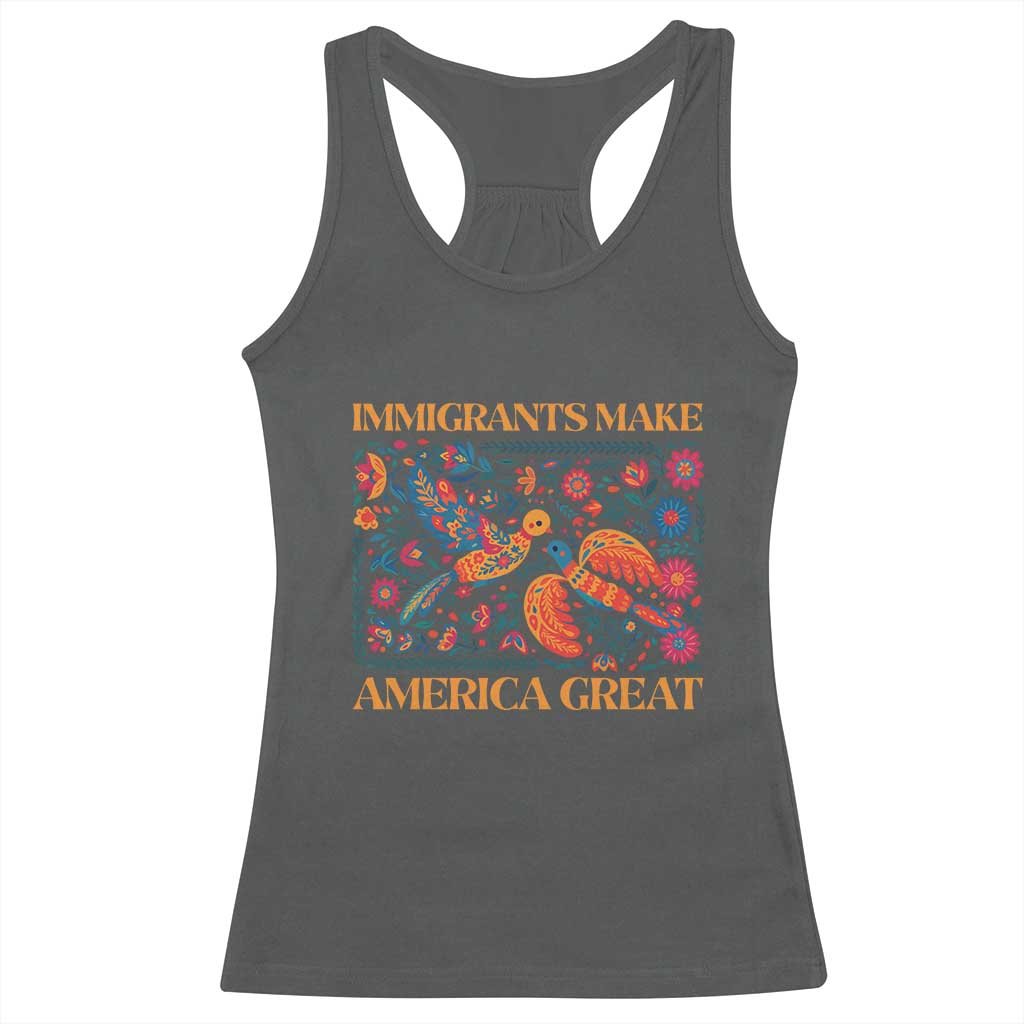 Funny Immigrants Make America Great Racerback Tank Top Floral Flower Birds Human Rights - Wonder Print Shop