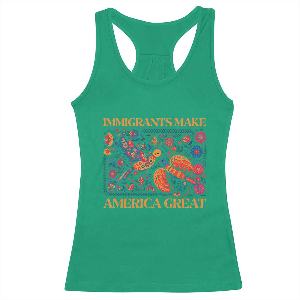 Funny Immigrants Make America Great Racerback Tank Top Floral Flower Birds Human Rights - Wonder Print Shop