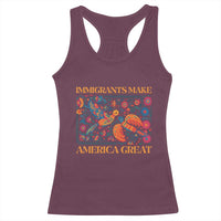 Funny Immigrants Make America Great Racerback Tank Top Floral Flower Birds Human Rights - Wonder Print Shop