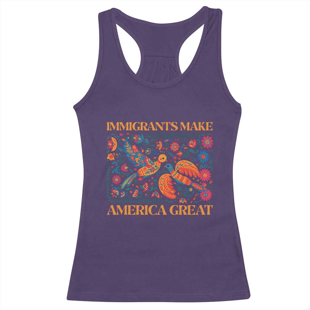 Funny Immigrants Make America Great Racerback Tank Top Floral Flower Birds Human Rights - Wonder Print Shop