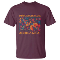 Funny Immigrants Make America Great T Shirt Floral Flower Birds Human Rights - Wonder Print Shop