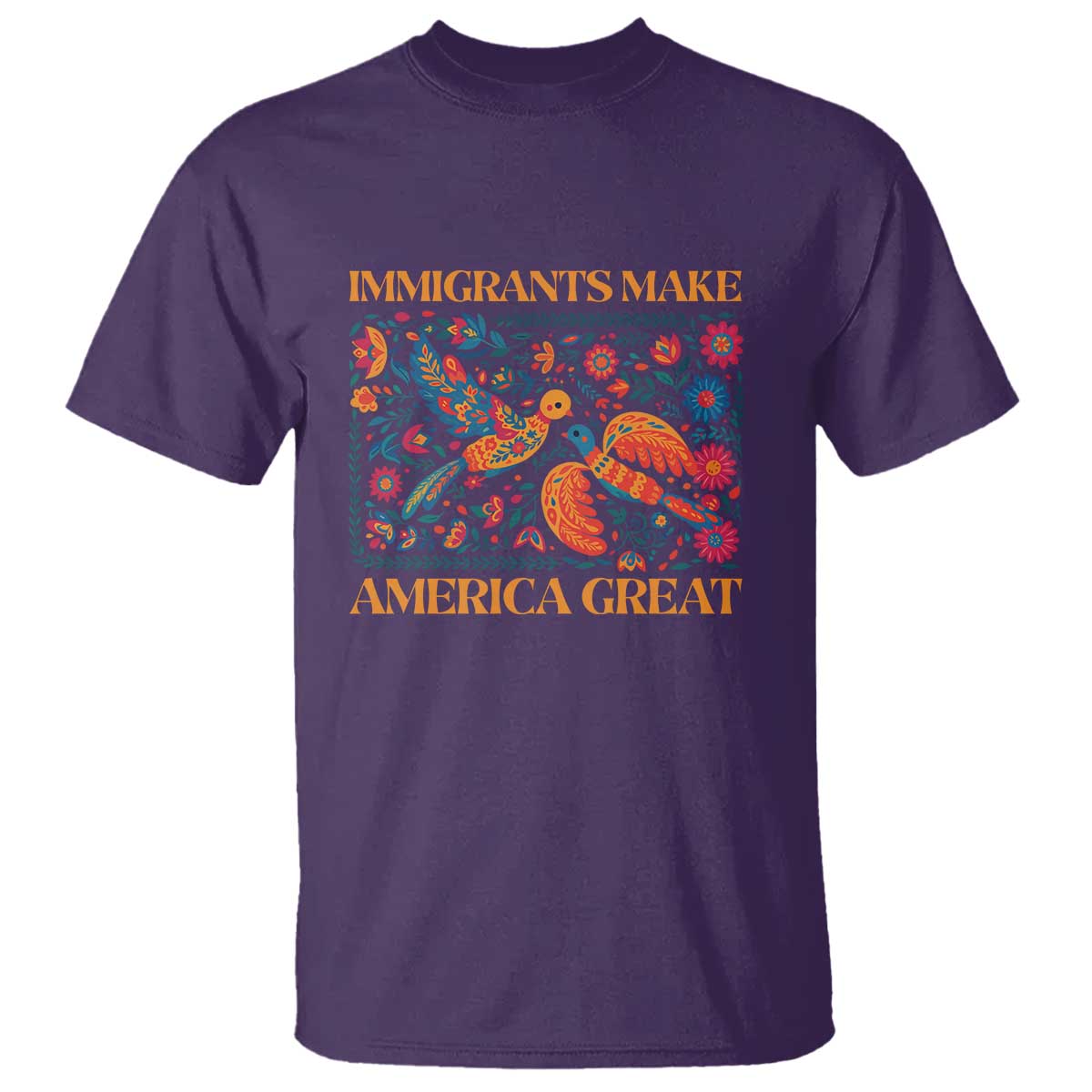 Funny Immigrants Make America Great T Shirt Floral Flower Birds Human Rights - Wonder Print Shop