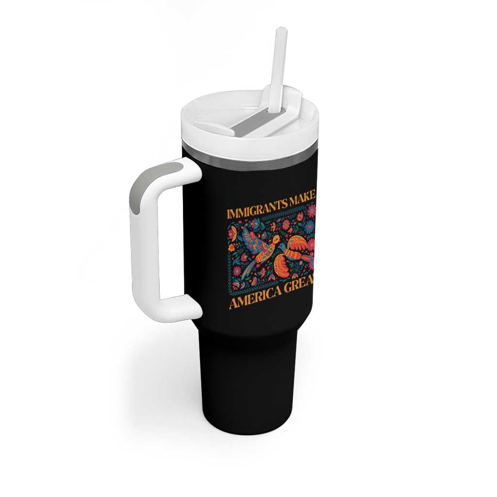 Funny Immigrants Make America Great Tumbler With Handle Floral Flower Birds Human Rights - Wonder Print Shop