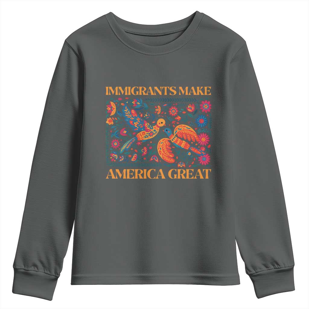 Funny Immigrants Make America Great Youth Sweatshirt Floral Flower Birds Human Rights - Wonder Print Shop