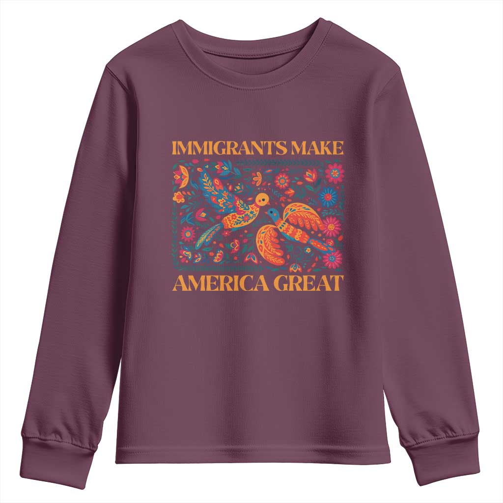 Funny Immigrants Make America Great Youth Sweatshirt Floral Flower Birds Human Rights - Wonder Print Shop