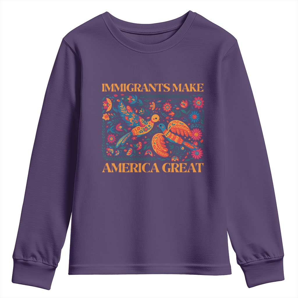 Funny Immigrants Make America Great Youth Sweatshirt Floral Flower Birds Human Rights - Wonder Print Shop