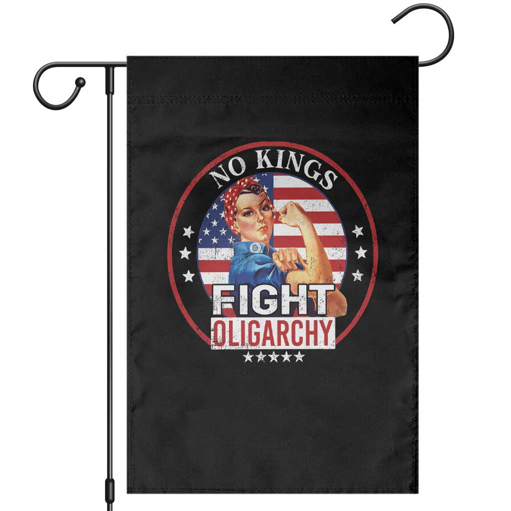 No Kings Fight Oligarchy Garden Flag Woman's Girl Vintage America Flag - Wonder Print Shop
