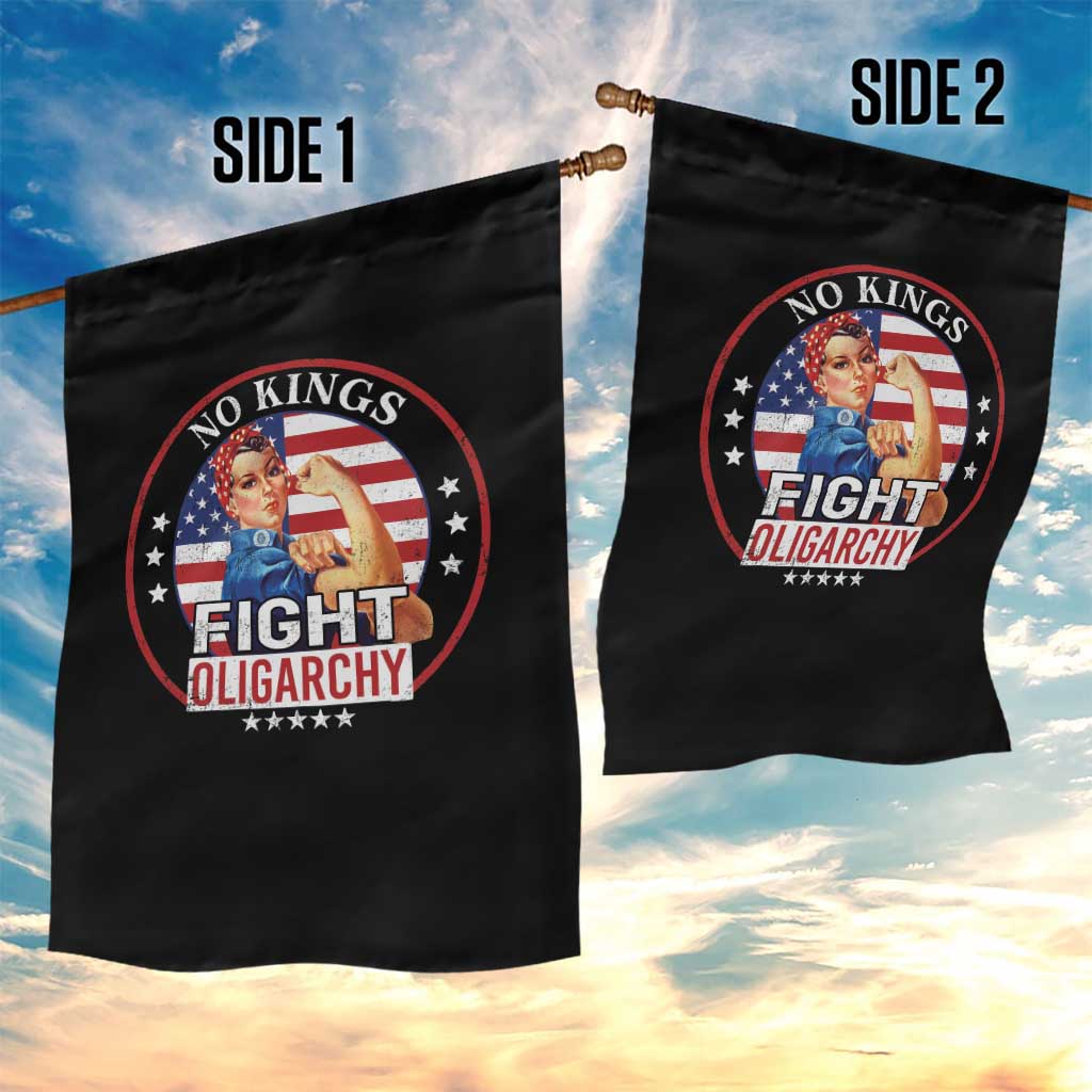 No Kings Fight Oligarchy Garden Flag Woman's Girl Vintage America Flag - Wonder Print Shop
