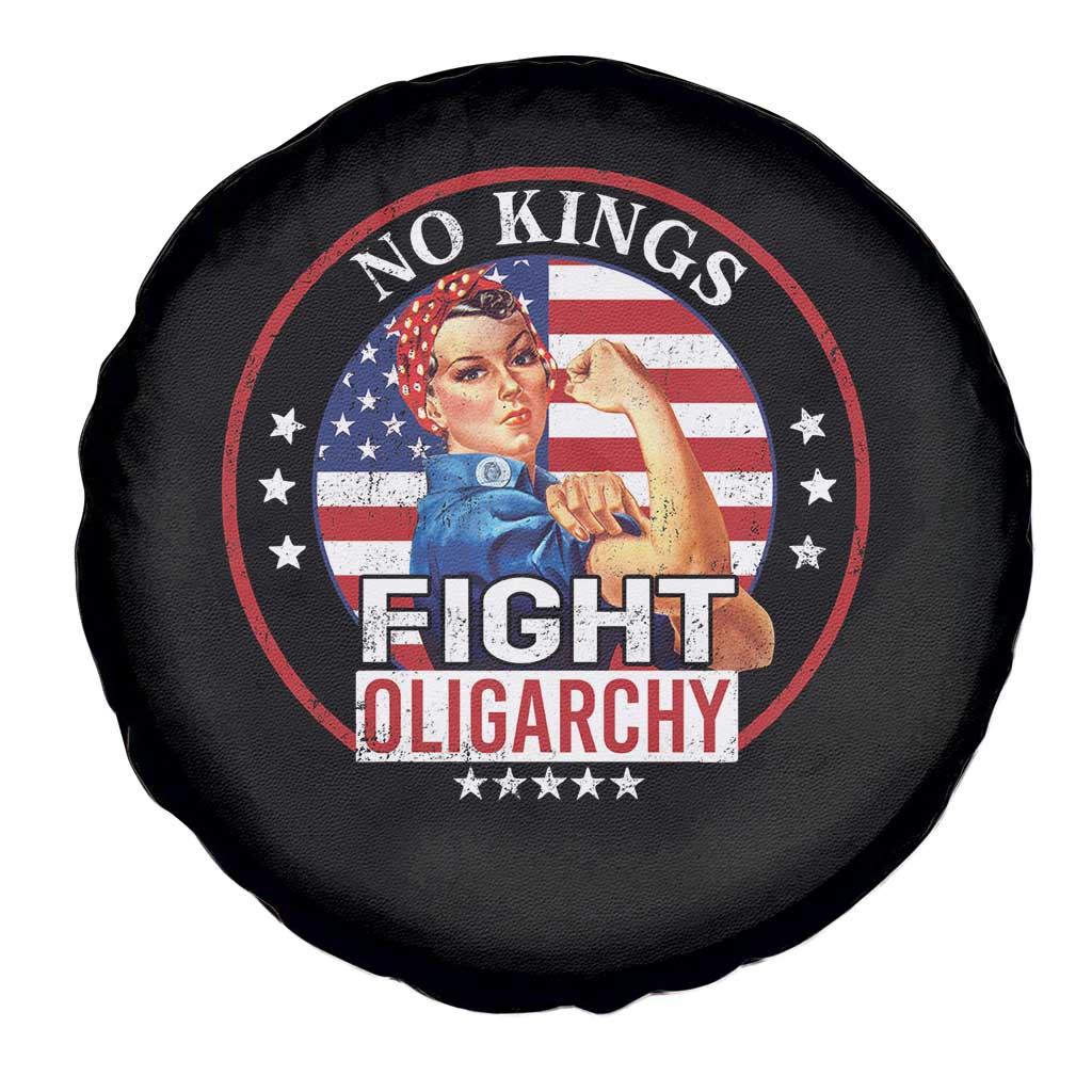 No Kings Fight Oligarchy Spare Tire Cover Woman's Girl Vintage America Flag - Wonder Print Shop