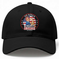 No Kings Fight Oligarchy Baseball Cap Woman's Girl Vintage America Flag