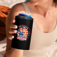 No Kings Fight Oligarchy 4 in 1 Can Cooler Tumbler Woman's Girl Vintage America Flag - Wonder Print Shop