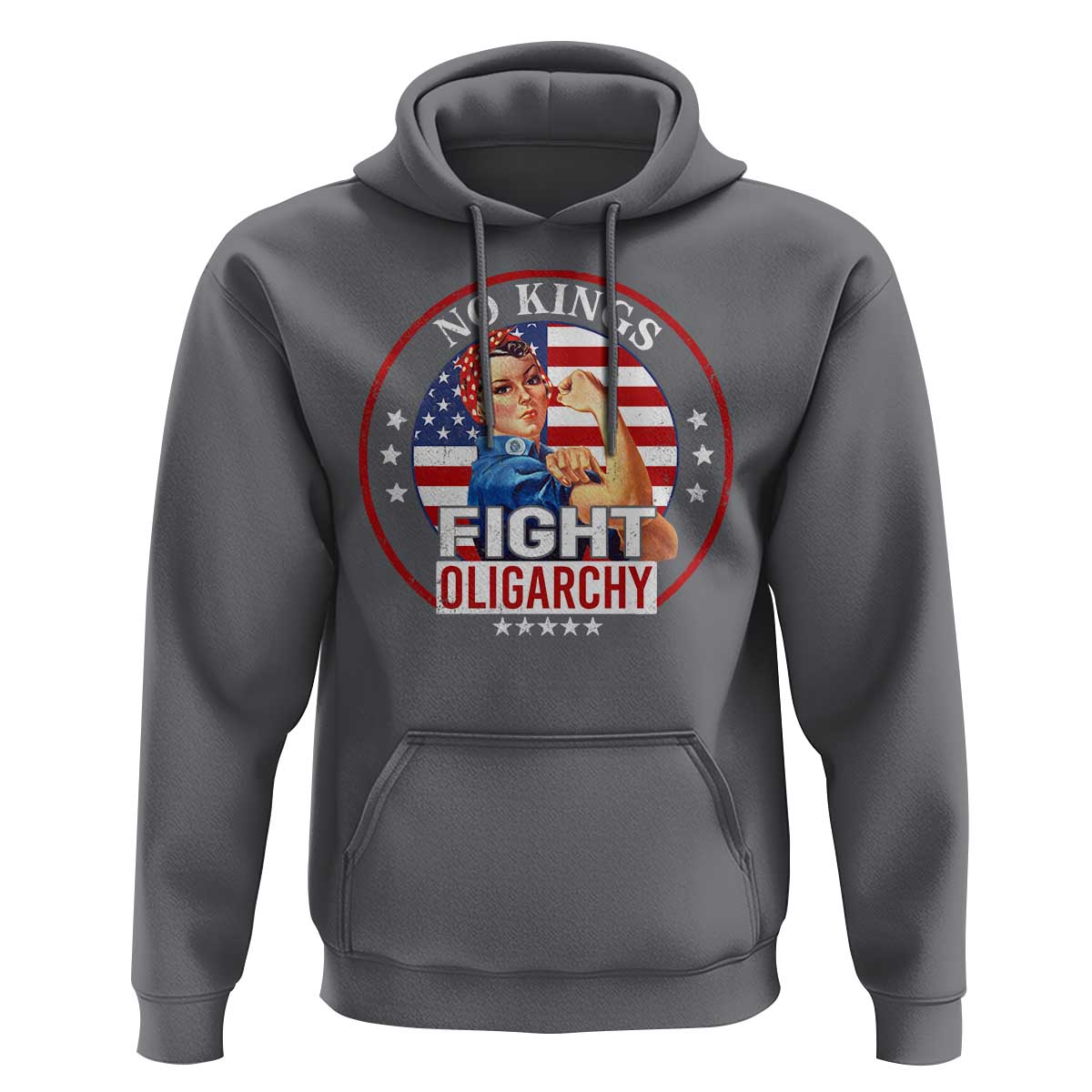 No Kings Fight Oligarchy Hoodie Woman's Girl Vintage America Flag - Wonder Print Shop
