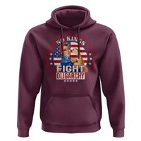 No Kings Fight Oligarchy Hoodie Woman's Girl Vintage America Flag - Wonder Print Shop