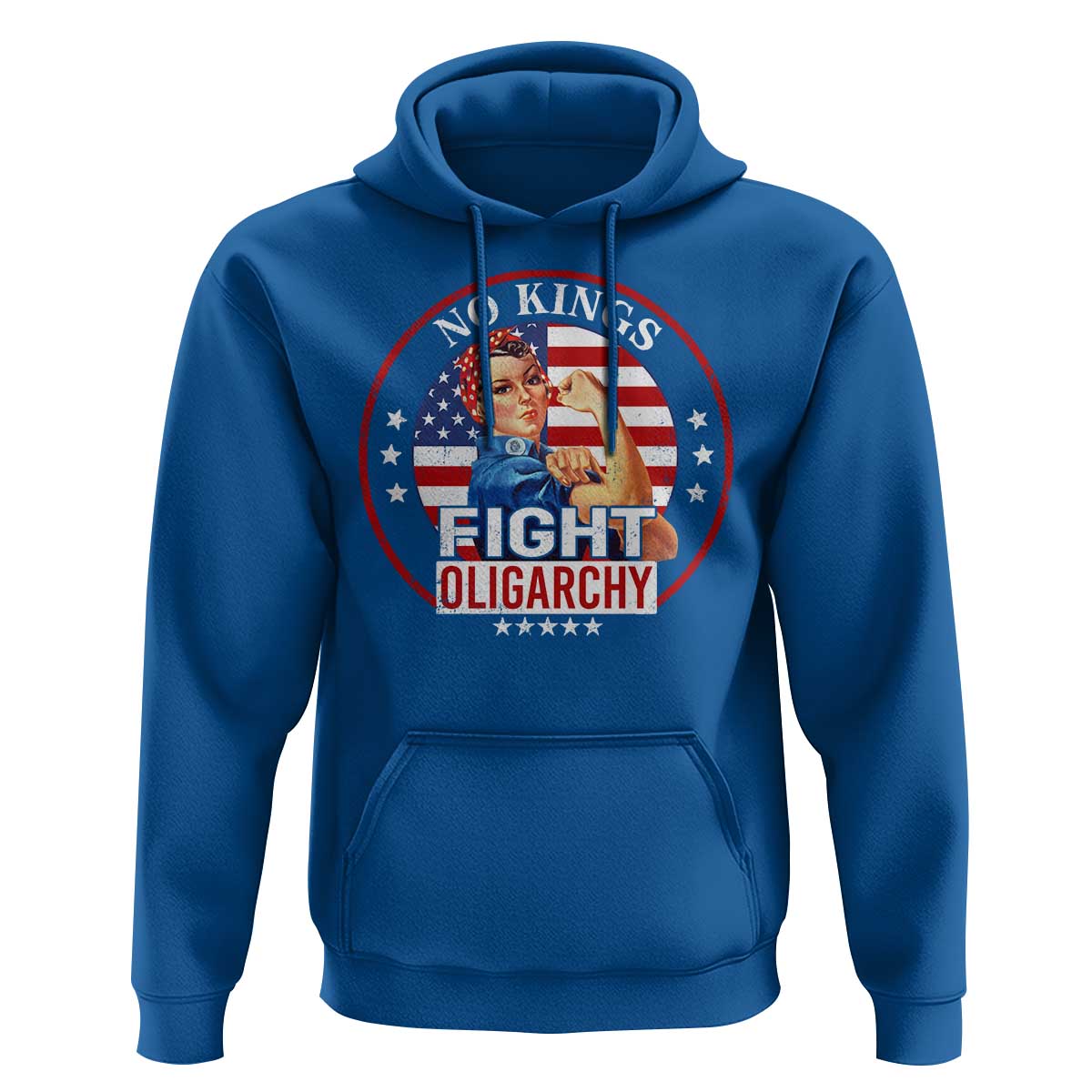 No Kings Fight Oligarchy Hoodie Woman's Girl Vintage America Flag - Wonder Print Shop