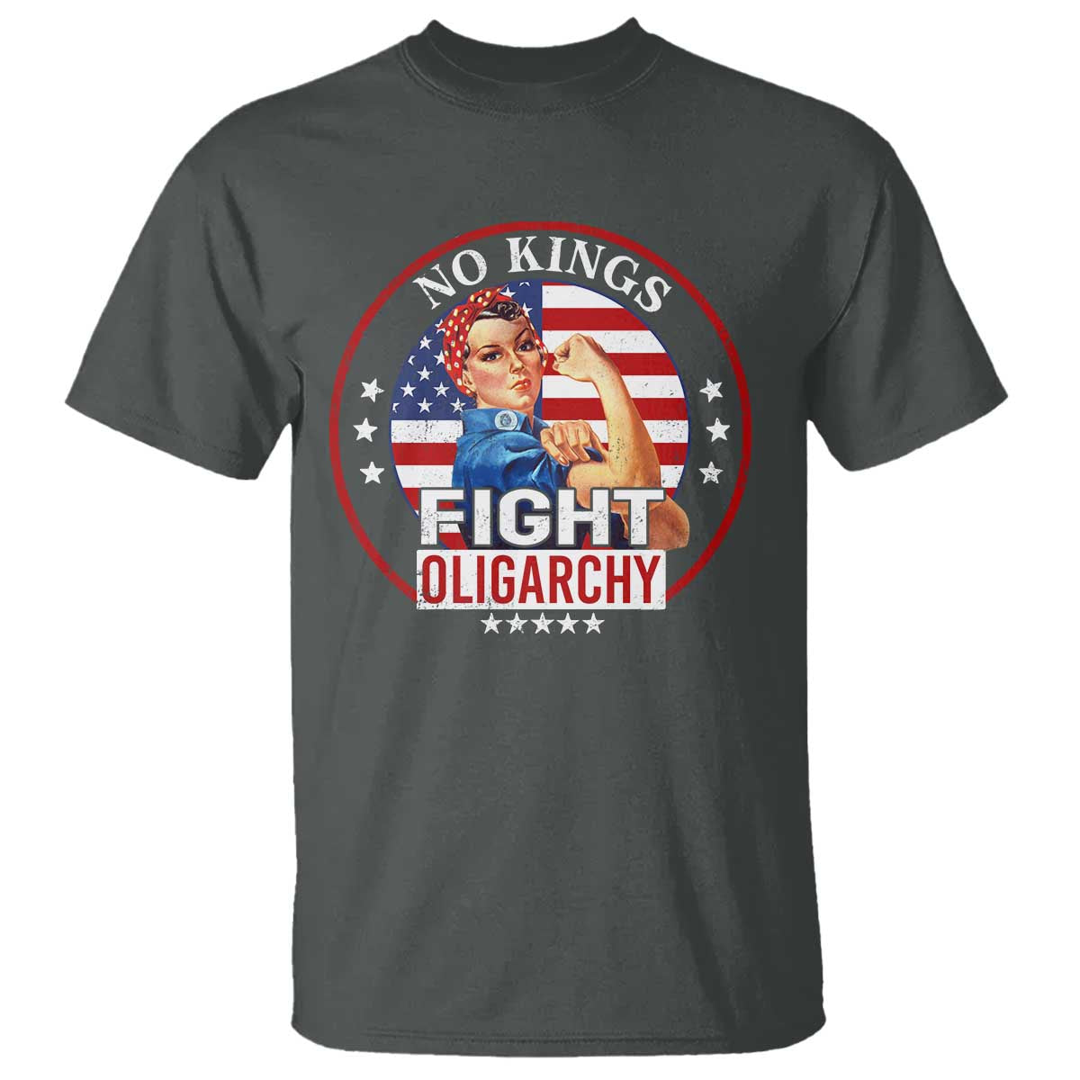No Kings Fight Oligarchy T Shirt Woman's Girl Vintage America Flag - Wonder Print Shop