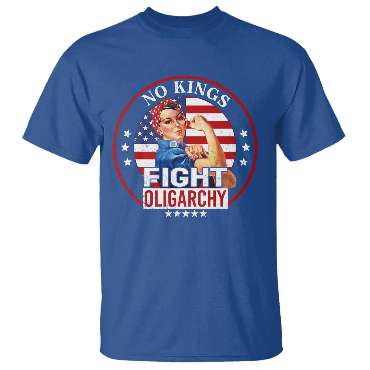 No Kings Fight Oligarchy T Shirt Woman's Girl Vintage America Flag - Wonder Print Shop