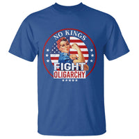 No Kings Fight Oligarchy T Shirt Woman's Girl Vintage America Flag - Wonder Print Shop