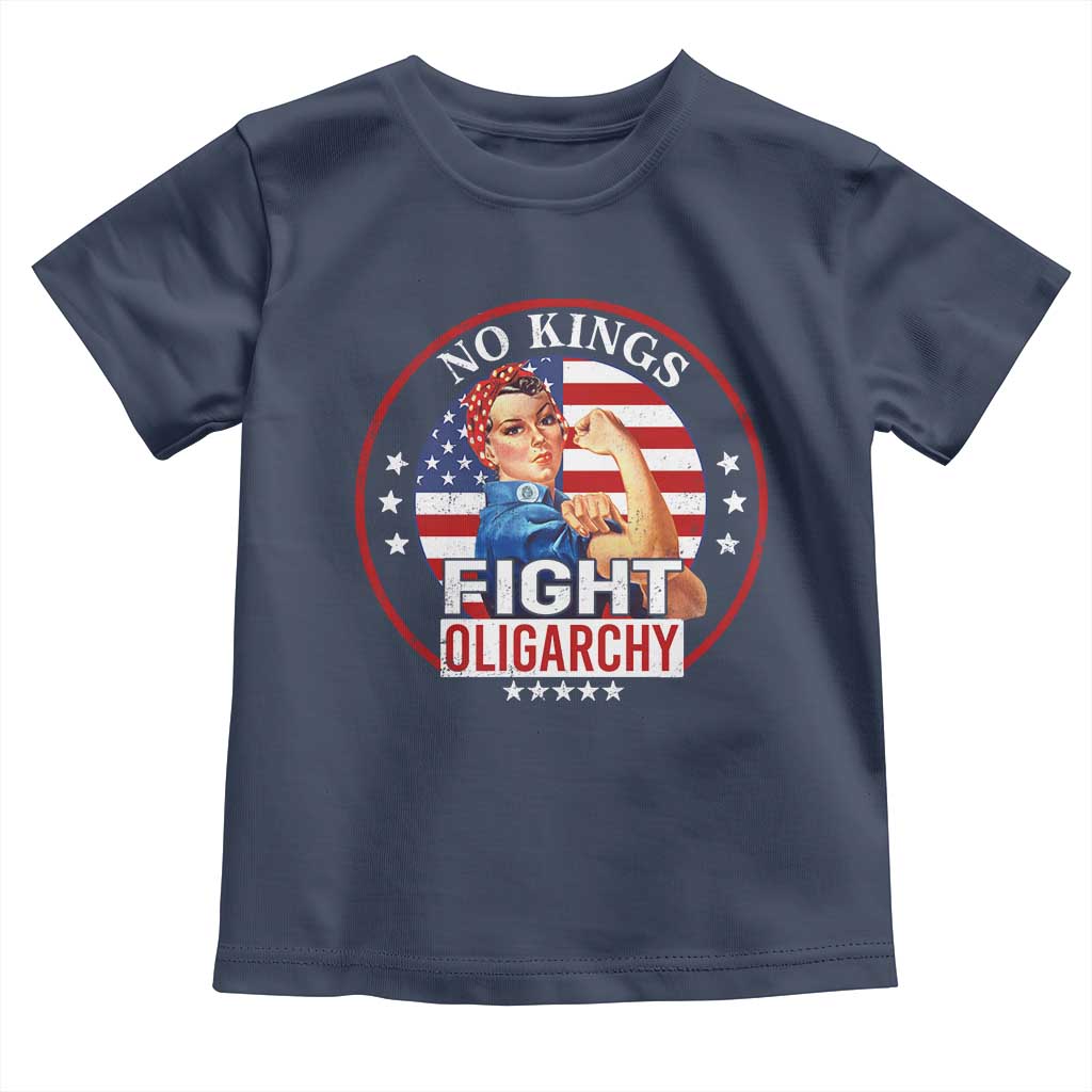No Kings Fight Oligarchy Toddler T Shirt Woman's Girl Vintage America Flag - Wonder Print Shop