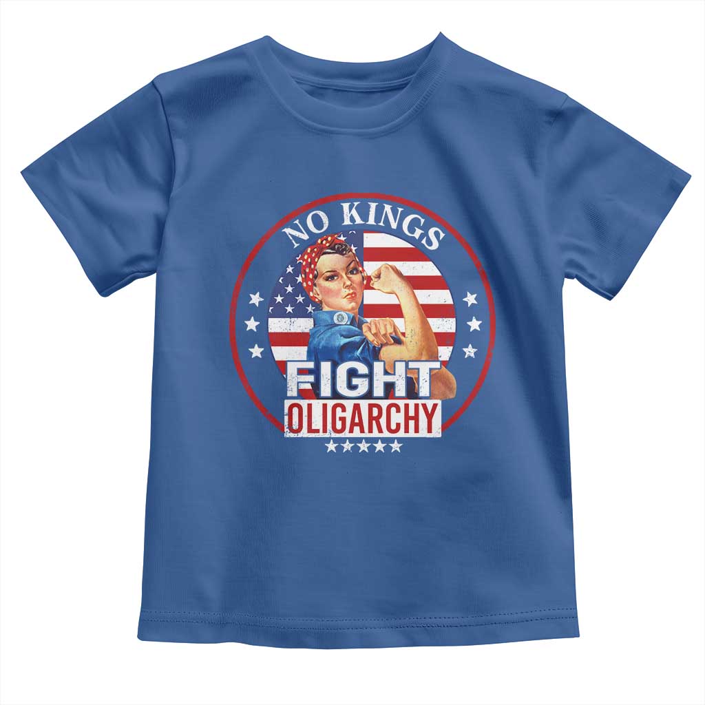No Kings Fight Oligarchy Toddler T Shirt Woman's Girl Vintage America Flag - Wonder Print Shop