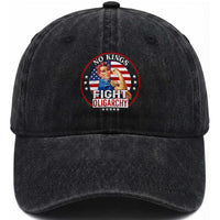 No Kings Fight Oligarchy Washed Cotton Baseball Cap Woman's Girl Vintage America Flag