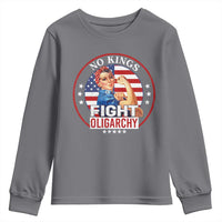 No Kings Fight Oligarchy Youth Sweatshirt Woman's Girl Vintage America Flag - Wonder Print Shop