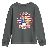No Kings Fight Oligarchy Youth Sweatshirt Woman's Girl Vintage America Flag - Wonder Print Shop