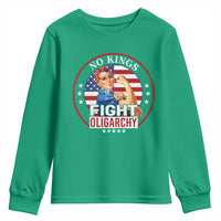 No Kings Fight Oligarchy Youth Sweatshirt Woman's Girl Vintage America Flag - Wonder Print Shop