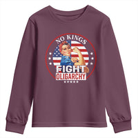 No Kings Fight Oligarchy Youth Sweatshirt Woman's Girl Vintage America Flag - Wonder Print Shop