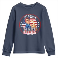 No Kings Fight Oligarchy Youth Sweatshirt Woman's Girl Vintage America Flag - Wonder Print Shop