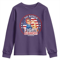 No Kings Fight Oligarchy Youth Sweatshirt Woman's Girl Vintage America Flag - Wonder Print Shop