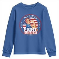 No Kings Fight Oligarchy Youth Sweatshirt Woman's Girl Vintage America Flag - Wonder Print Shop