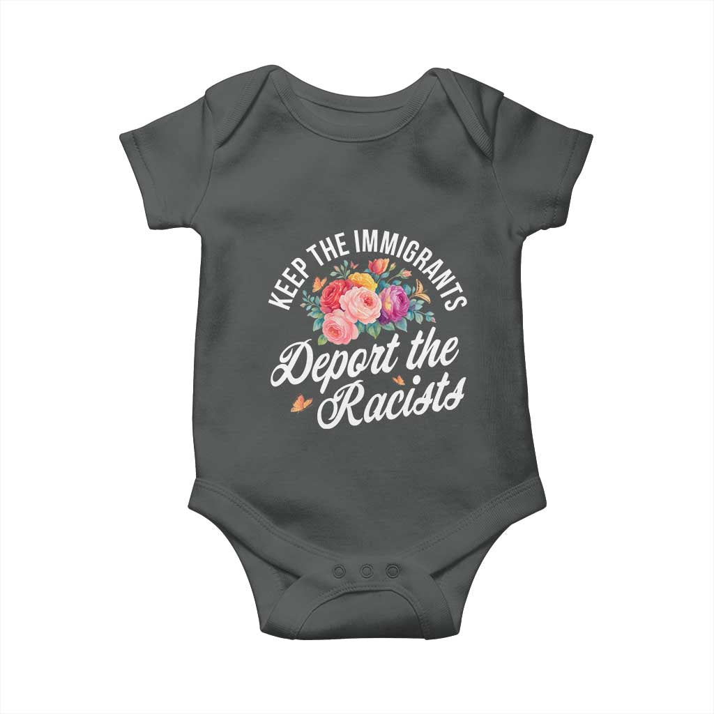 Funny Keep The Immigrants Deport The Racists Baby Onesie Floral Butterfly - Wonder Print Shop