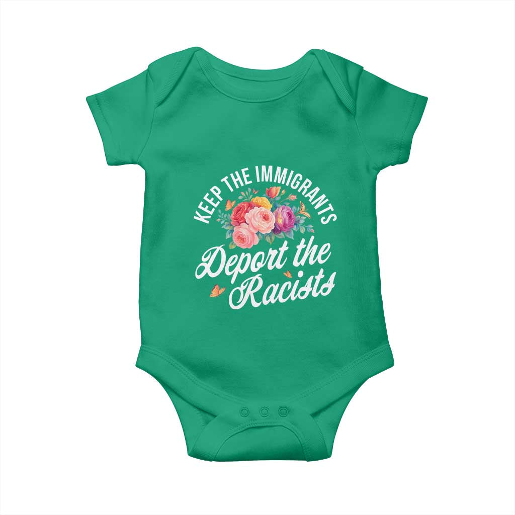Funny Keep The Immigrants Deport The Racists Baby Onesie Floral Butterfly - Wonder Print Shop